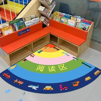 Covoraș pentru colțul de lectură la grădiniță, PVC, pătrat, stil modern minimalist, curățare cu aspirator, personalizare disponibilă