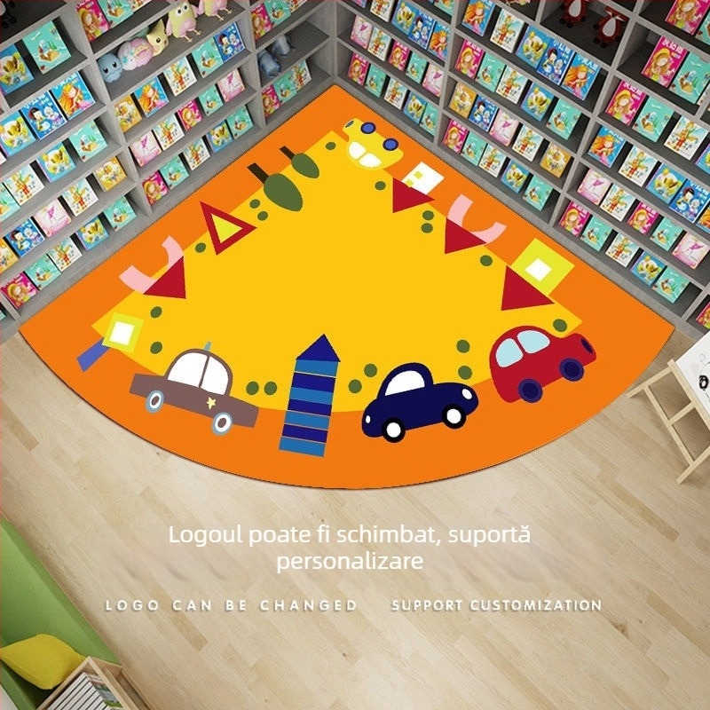 Covoraș pentru colțul de lectură la grădiniță, PVC, pătrat, stil modern minimalist, curățare cu aspirator, personalizare disponibilă