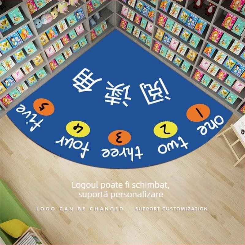 Covoraș pentru colțul de lectură la grădiniță, PVC, pătrat, stil modern minimalist, curățare cu aspirator, personalizare disponibilă
