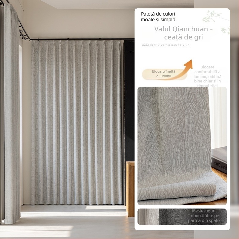 Draperii Chenille în stil franțuzesc, blackout, nivel ridicat de umbrire 71–90%, țesătură principală 90% poliester, lavabilă în mașină