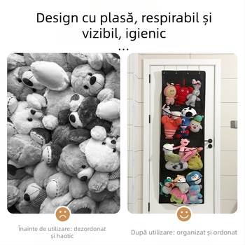 Sac de depozitare jucării pentru perete — multi-strat, afișaj pliabil din plasă, material nețesut