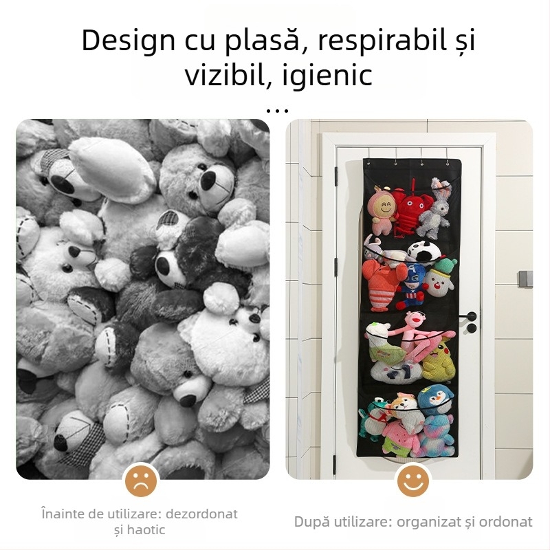 Sac de depozitare jucării pentru perete — multi-strat, afișaj pliabil din plasă, material nețesut