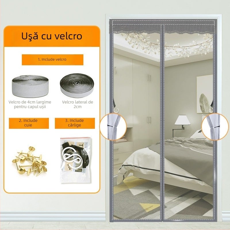 Cortină de ușă din plasă, pentru living, dormitor și restaurant, stil modern minimalist