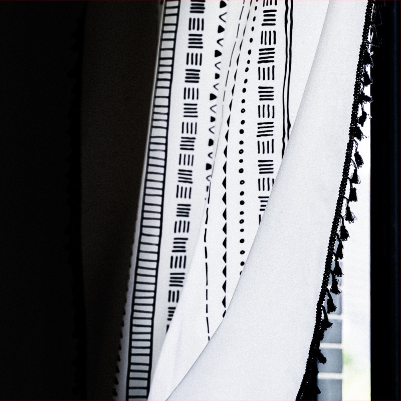 Cortine Boho imprimate pentru bucătărie și dormitor, semi-întunecare (40-70%), amestec poliester-bumbac, imprimare, compatibile cu ferestre de tip bay