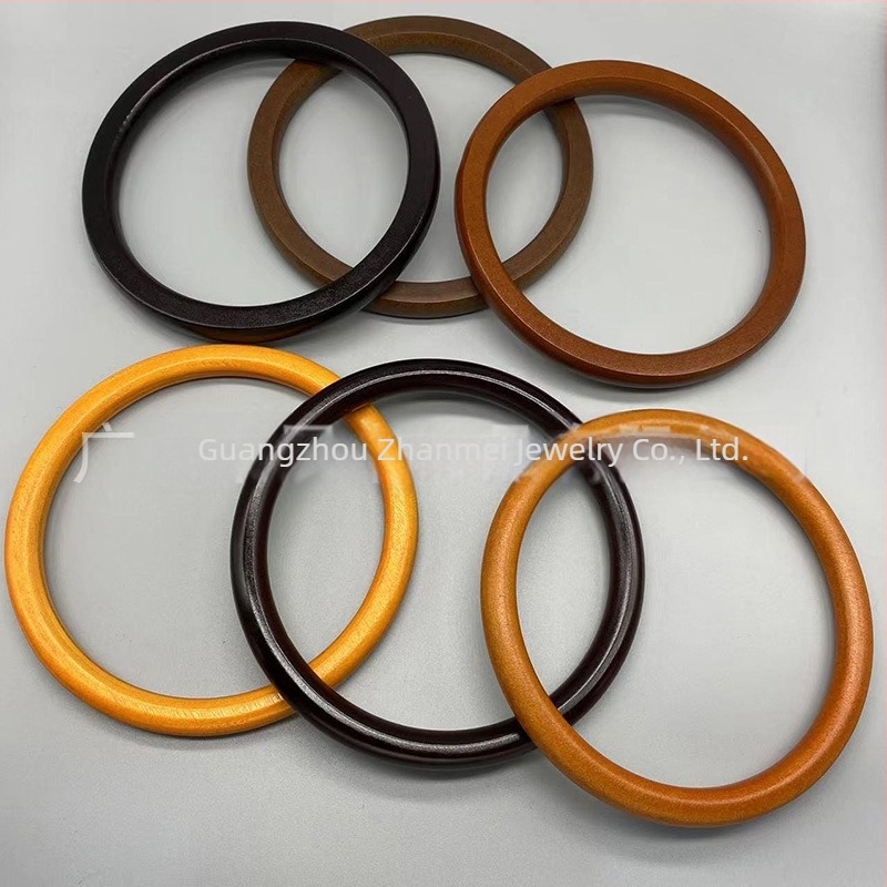 Inel circular din lemn pentru brățară DIY și mâner de geantă – accesoriu din lemn (Material: Lemn; Brand: Junfeng; Stil: trend național; Model: culoare solidă; Funcție: Reducerea încărcării)