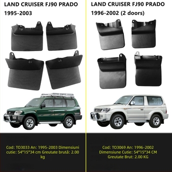 Herdsman Protecție noroi pentru Toyota Land Cruiser Prado FJ120/FJ90/LC90 (1995-2022), plastic PP+TPE ecologic moale, personalizare disponibilă