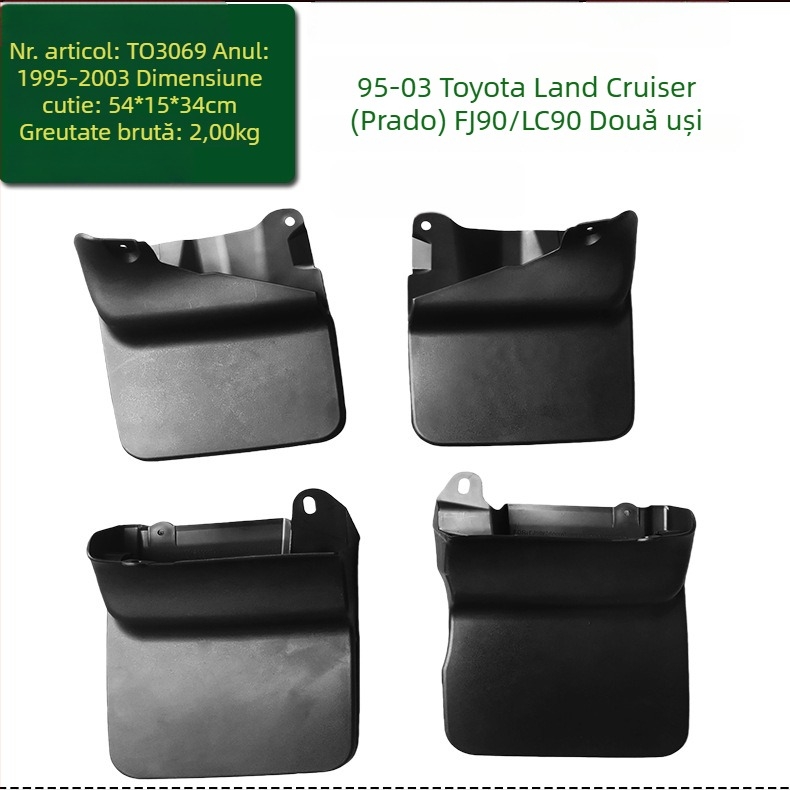 Herdsman Protecție noroi pentru Toyota Land Cruiser Prado FJ120/FJ90/LC90 (1995-2022), plastic PP+TPE ecologic moale, personalizare disponibilă