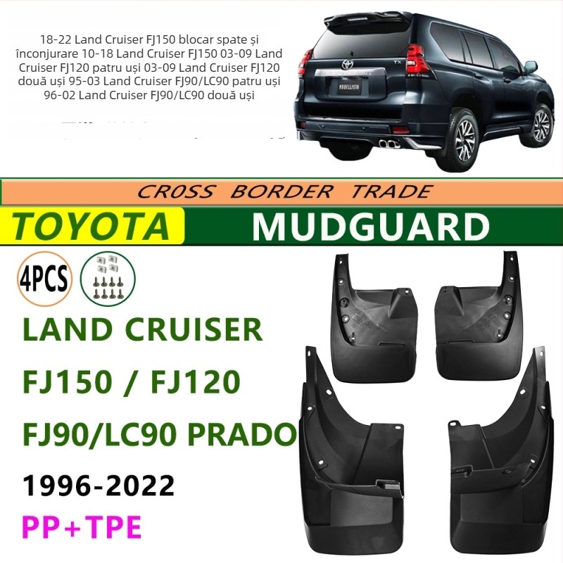 Herdsman Protecție noroi pentru Toyota Land Cruiser Prado FJ120/FJ90/LC90 (1995-2022), plastic PP+TPE ecologic moale, personalizare disponibilă