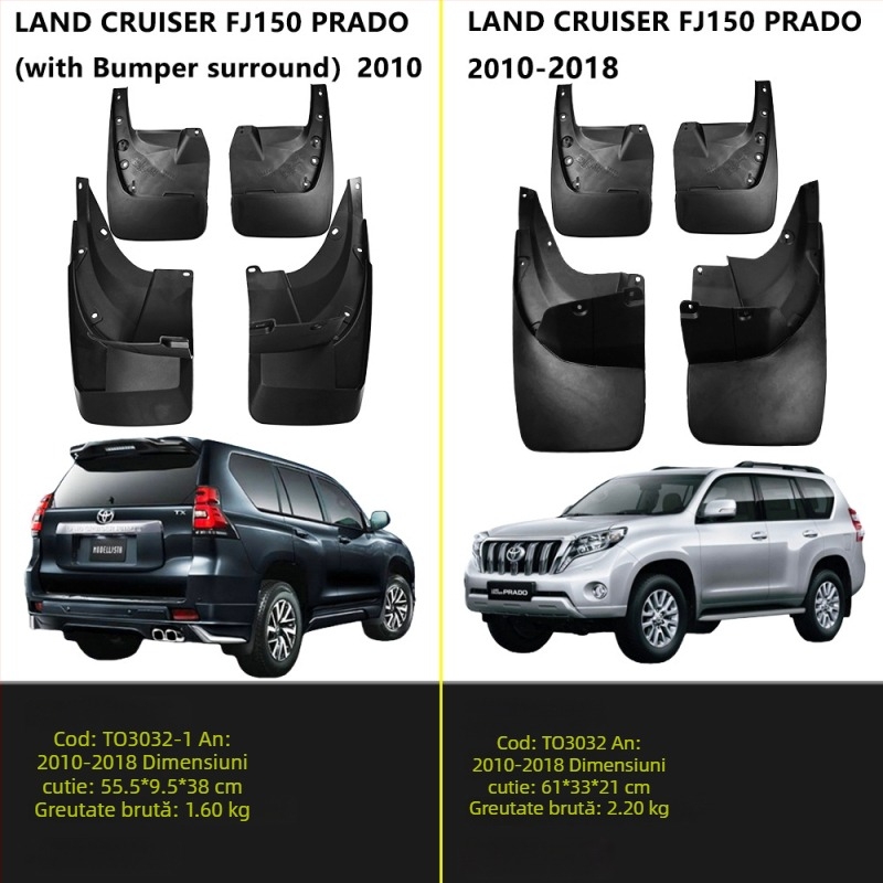 Herdsman Protecție noroi pentru Toyota Land Cruiser Prado FJ120/FJ90/LC90 (1995-2022), plastic PP+TPE ecologic moale, personalizare disponibilă