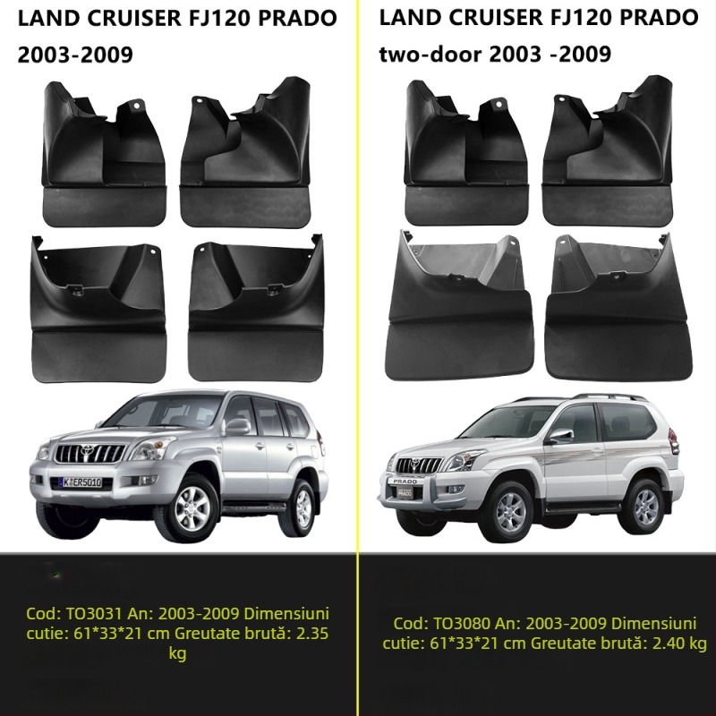 Herdsman Protecție noroi pentru Toyota Land Cruiser Prado FJ120/FJ90/LC90 (1995-2022), plastic PP+TPE ecologic moale, personalizare disponibilă