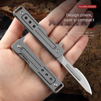 Lu Blacksmith cuțit mini pliabil din oțel inoxidabil, mecanism de deschidere rapid, breloc, tăietor de hârtie