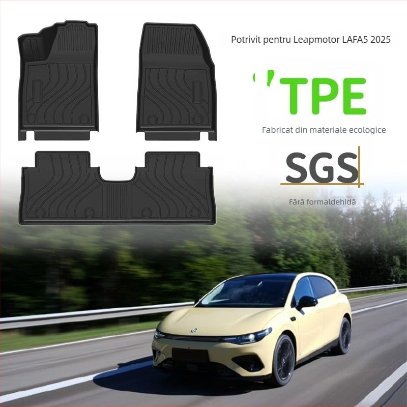 Cenfun covorașe podea TPE pentru mașină și pernă de spate pentru Leapmotor Lafa5 – impermeabile, rezistente la uzură, cu model fibră de carbon în stil galaxie, material ecologic, personalizabile