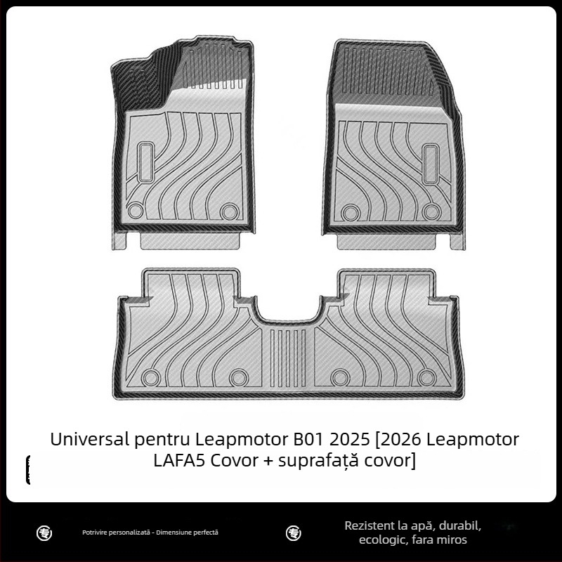 Cenfun covorașe podea TPE pentru mașină și pernă de spate pentru Leapmotor Lafa5 – impermeabile, rezistente la uzură, cu model fibră de carbon în stil galaxie, material ecologic, personalizabile