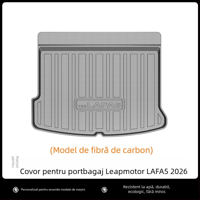 Cenfun covorașe podea TPE pentru mașină și pernă de spate pentru Leapmotor Lafa5 – impermeabile, rezistente la uzură, cu model fibră de carbon în stil galaxie, material ecologic, personalizabile