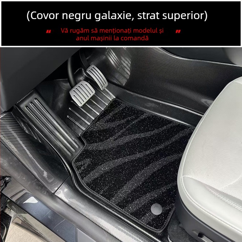 Cenfun covorașe podea TPE pentru mașină și pernă de spate pentru Leapmotor Lafa5 – impermeabile, rezistente la uzură, cu model fibră de carbon în stil galaxie, material ecologic, personalizabile