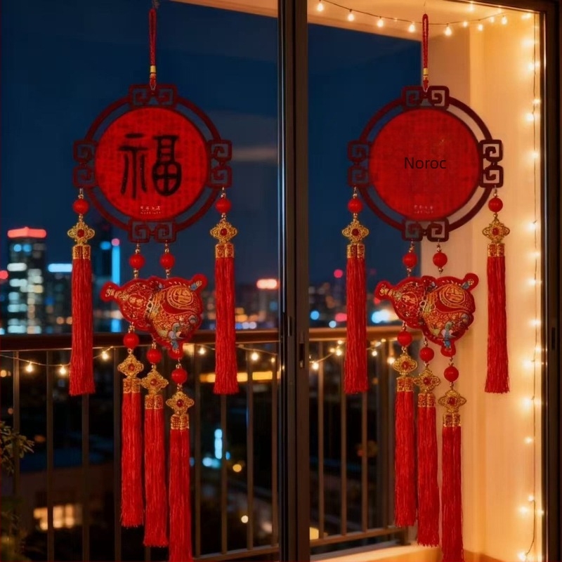 Pandantiv norocos cu nod chinez din nailon, tridimensional, pentru Anul Nou Chinez de primăvară, imagine cu o sută de binecuvântări, decor pentru casă – Yue xiaoyi 214