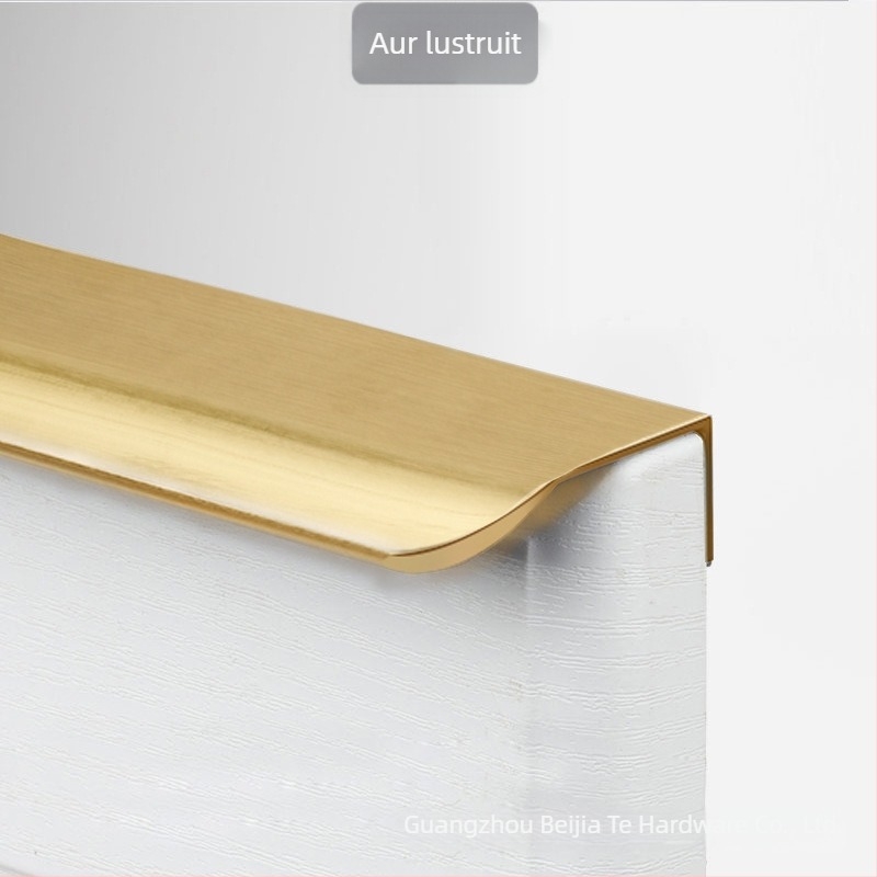 Mâner ascuns pentru ușă de dulap, aliaj de aluminiu, model F2, fără găuri, montaj pe partea laterală, acoperire anodizată în mai multe straturi