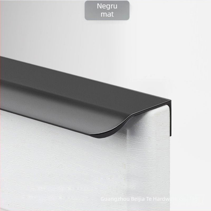 Mâner ascuns pentru ușă de dulap, aliaj de aluminiu, model F2, fără găuri, montaj pe partea laterală, acoperire anodizată în mai multe straturi