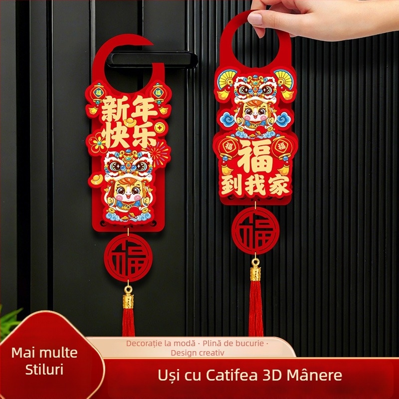 Pandantiv pentru mânerul ușii – material catifelat textil; stil Chinezesc; Festivalul Primăverii; utilizare la mânerul ușii; imprimare