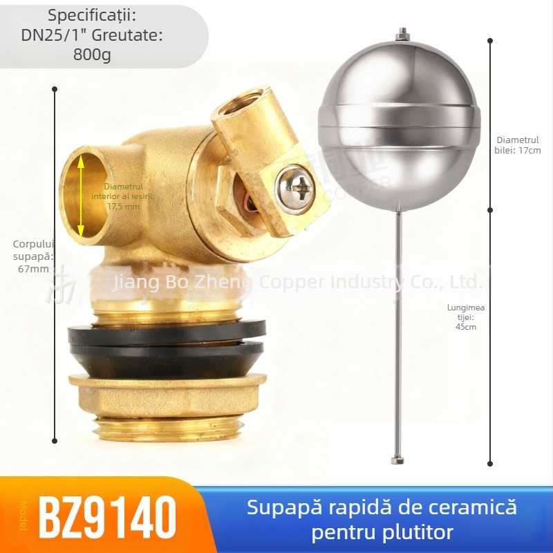 Valvă cu plută din alamă, acționare rapidă, conexiune filetată, model BZ9140