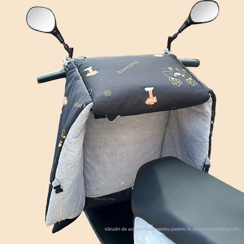 Protecție împotriva vântului pentru vehicule electrice (pânză Oxford, impermeabilă, reutilizabilă) — Brand Warm shell line; destinat tricicletelor, motocicletelor și vehiculelor electrice