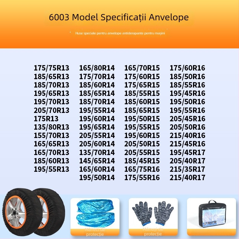 Șosete antiderapante pentru anvelope pentru toate modelele – protecție de iarnă, greutate 900–1200, personalizare disponibilă