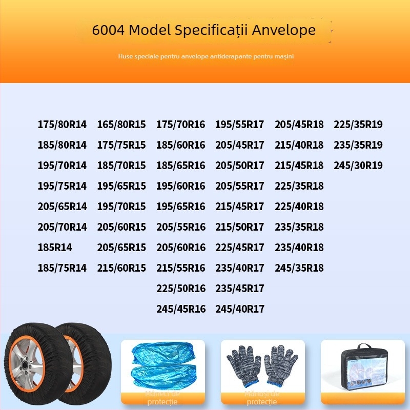 Șosete antiderapante pentru anvelope pentru toate modelele – protecție de iarnă, greutate 900–1200, personalizare disponibilă