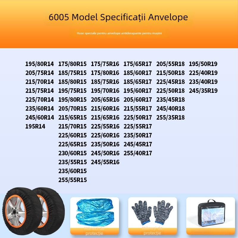 Șosete antiderapante pentru anvelope pentru toate modelele – protecție de iarnă, greutate 900–1200, personalizare disponibilă