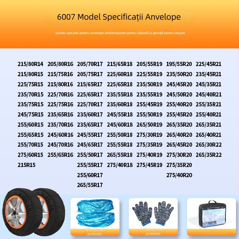 Șosete antiderapante pentru anvelope pentru toate modelele – protecție de iarnă, greutate 900–1200, personalizare disponibilă