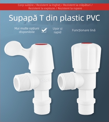 Robinet în unghi din plastic, deschidere rapidă, pentru apă potabilă, model WP01201, montaj filet, material: plastic, presiune de lucru: apă potabilă
