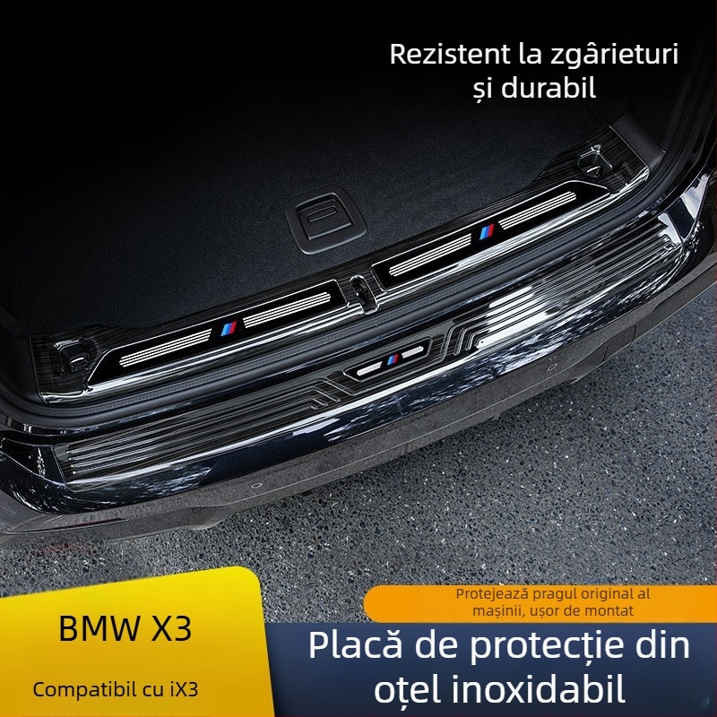 Set de plinte prag ușă și bandă de protecție a portbagajului pentru BMW X3 2018–2024 | SNBLO | Procesare personalizată: Da