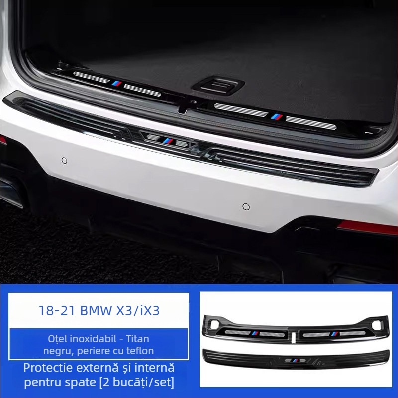 Set de plinte prag ușă și bandă de protecție a portbagajului pentru BMW X3 2018–2024 | SNBLO | Procesare personalizată: Da