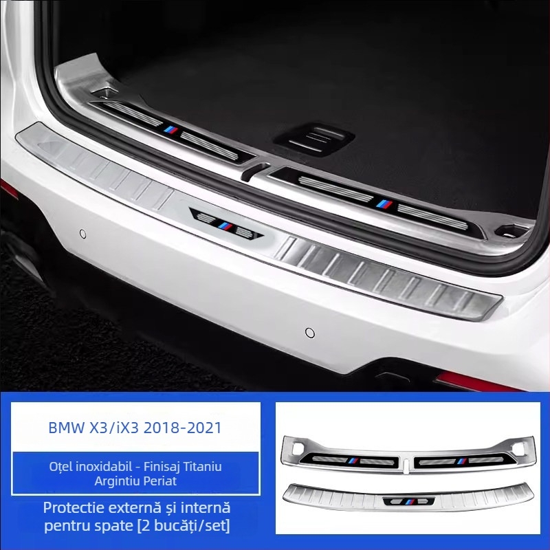 Set de plinte prag ușă și bandă de protecție a portbagajului pentru BMW X3 2018–2024 | SNBLO | Procesare personalizată: Da