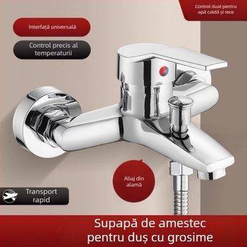 Robinet pentru baie din cupru, structură triplă, cartuș ceramic, montaj încastrat, model PLS-T-6