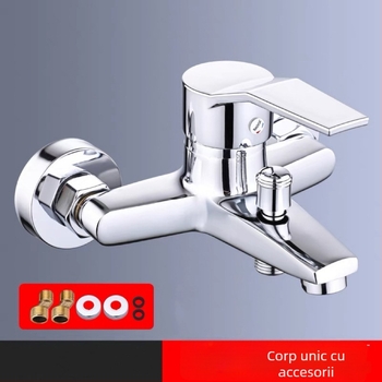 Robinet pentru baie din cupru, structură triplă, cartuș ceramic, montaj încastrat, model PLS-T-6