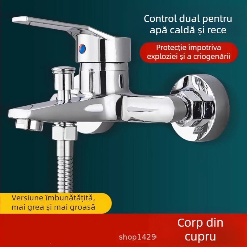 Robinet pentru baie din cupru, structură triplă, cartuș ceramic, montaj încastrat, model PLS-T-6
