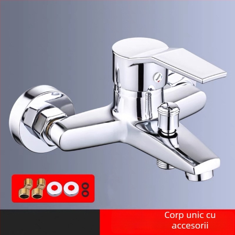 Robinet pentru baie din cupru, structură triplă, cartuș ceramic, montaj încastrat, model PLS-T-6