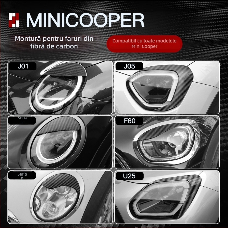 Carcasă din fibră de carbon pentru far BMW Mini Cooper – Modificare pleoape dublă, Nr. produs ltao894338939565