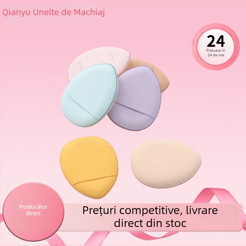 Puf pudră pentru utilizare uscată și umedă, formă de picătură, material hidrofili fără latex