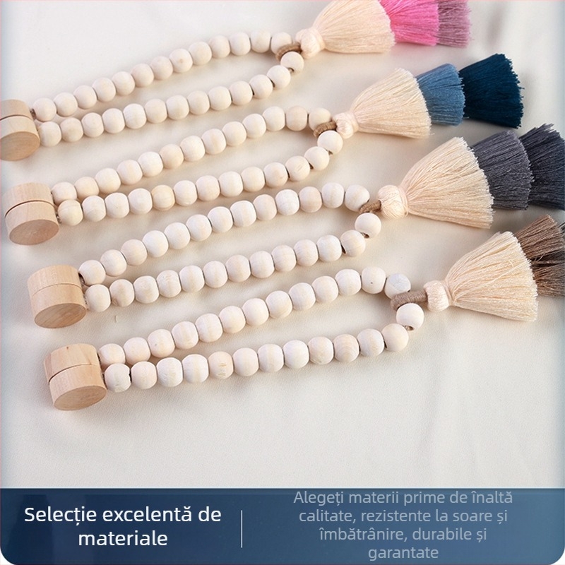 Cataramă pentru perdea cu ciucure tri-color, fibre poliesterice + magnet, personalizabilă, stil modern minimalist