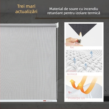 Rulou electric anti-vânt pentru ferestre – Rulou interior, țesătură importată, Brand Senhaiwen, Model Senhai1218, Stil minimalist modern
