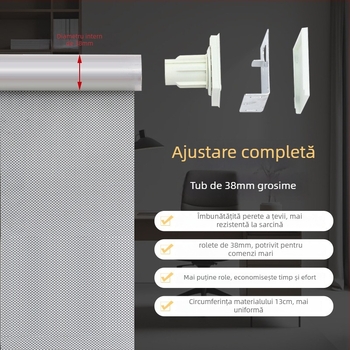 Rulou electric anti-vânt pentru ferestre – Rulou interior, țesătură importată, Brand Senhaiwen, Model Senhai1218, Stil minimalist modern