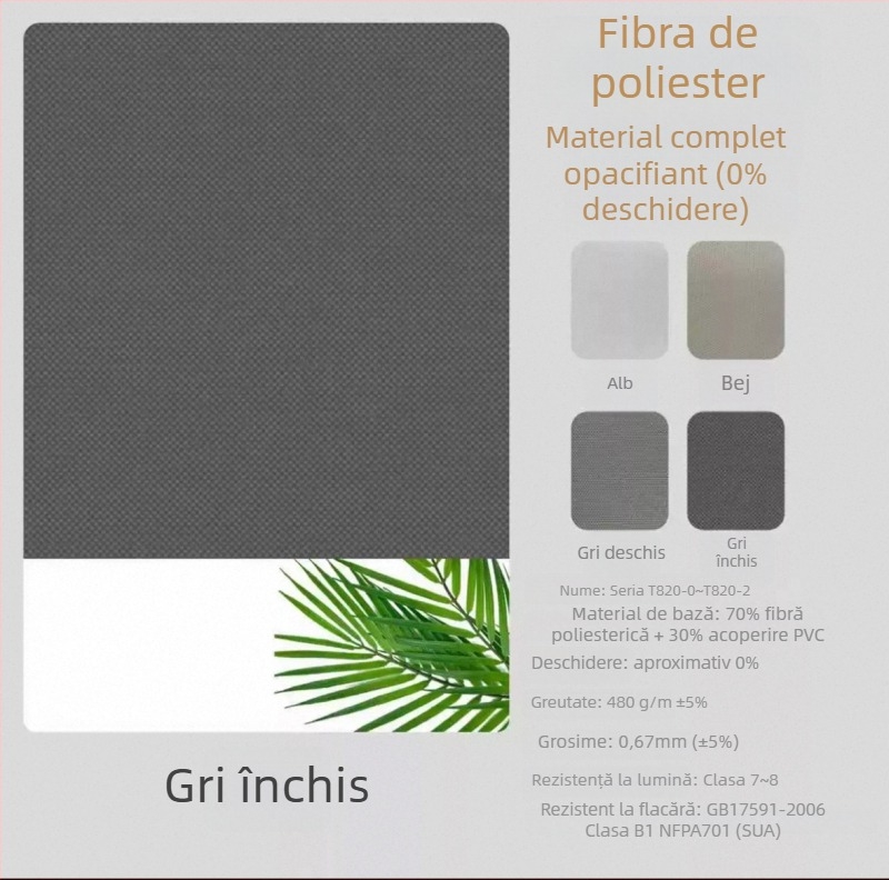 Rulou electric anti-vânt pentru ferestre – Rulou interior, țesătură importată, Brand Senhaiwen, Model Senhai1218, Stil minimalist modern