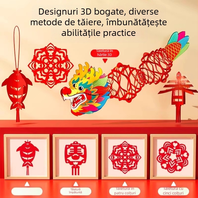 Decupaj DIY pentru fereastra de Anul Nou pentru copii – handmade, tăiere cu hârtie pentru fereastra, zodii în stil chinezesc