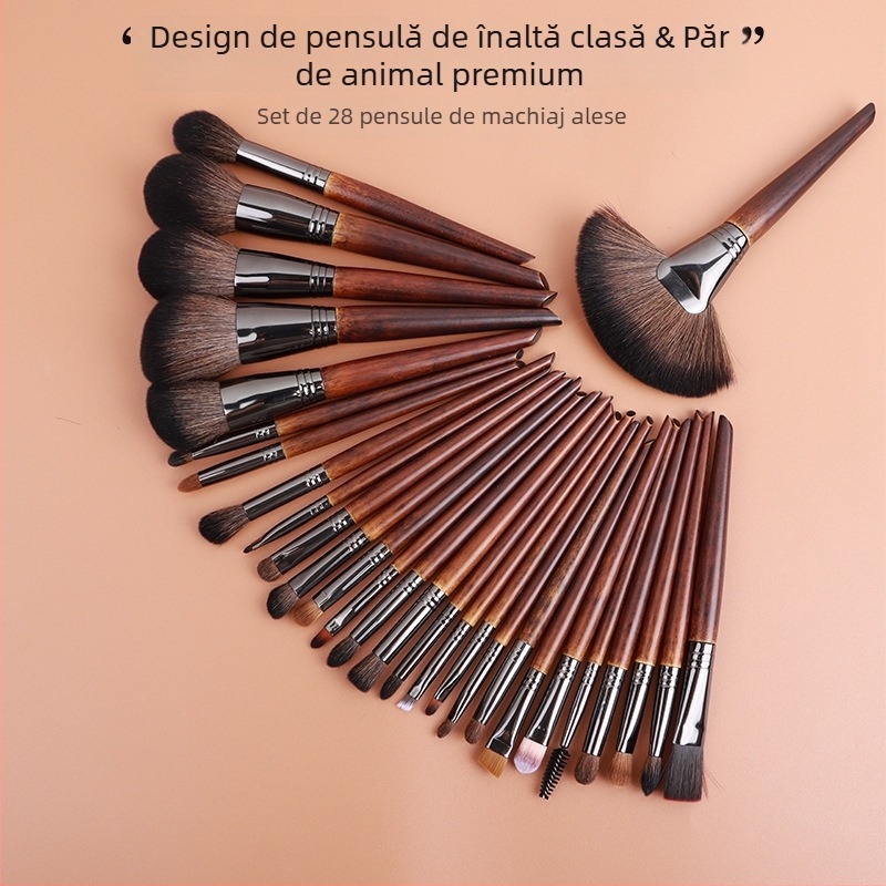 Set de 28 pensule de machiaj, set complet pentru uz profesional, potrivit pentru ten mixt, durată de viață 3 ani