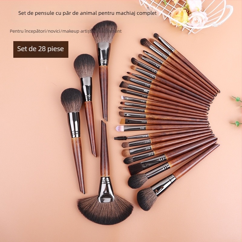 Set de 28 pensule de machiaj, set complet pentru uz profesional, potrivit pentru ten mixt, durată de viață 3 ani