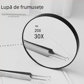 Oglindă cosmetică cu măriri 10x, 20x, 30x și 50x, definiție înaltă, fără energie electrică, ramă PU/PS/PVC