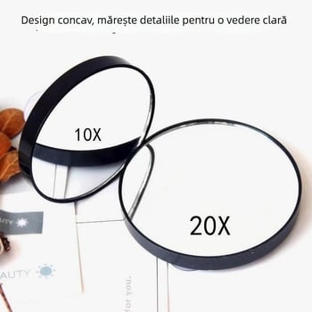 Oglindă cosmetică cu măriri 10x, 20x, 30x și 50x, definiție înaltă, fără energie electrică, ramă PU/PS/PVC