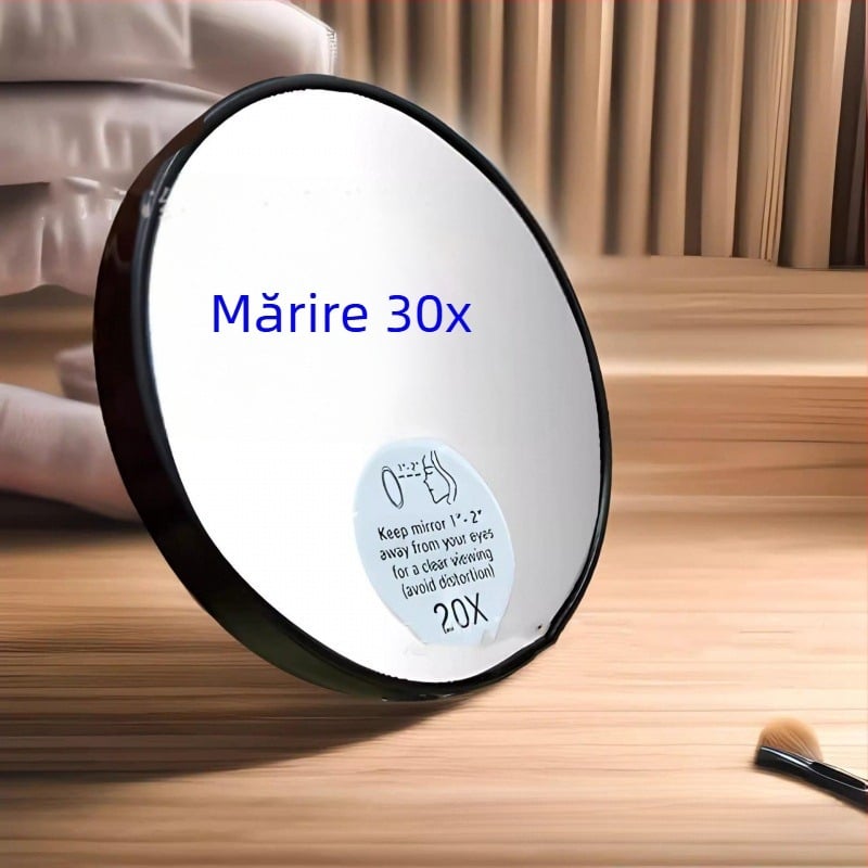 Oglindă cosmetică cu măriri 10x, 20x, 30x și 50x, definiție înaltă, fără energie electrică, ramă PU/PS/PVC