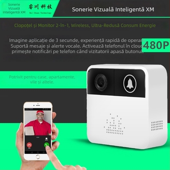 Sonerie video inteligentă pentru ușă, cu Wi‑Fi, monitorizare anti-furt și notificări pe telefon